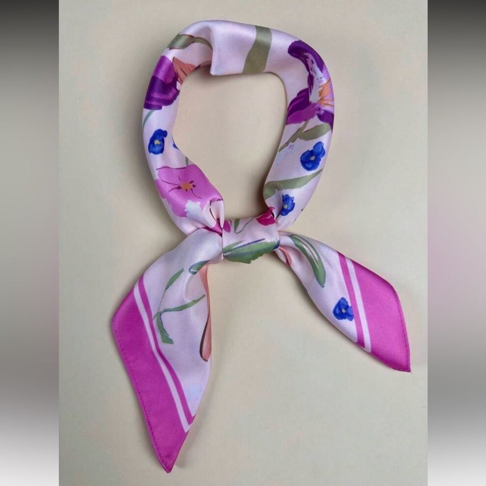 Floral Pink Square Scarf N1394